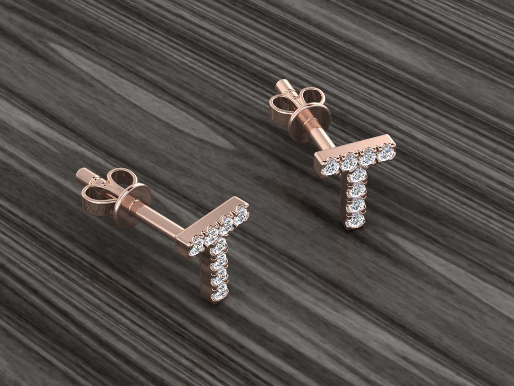 Jewelry Alphabet Earring T 3D print model_5
