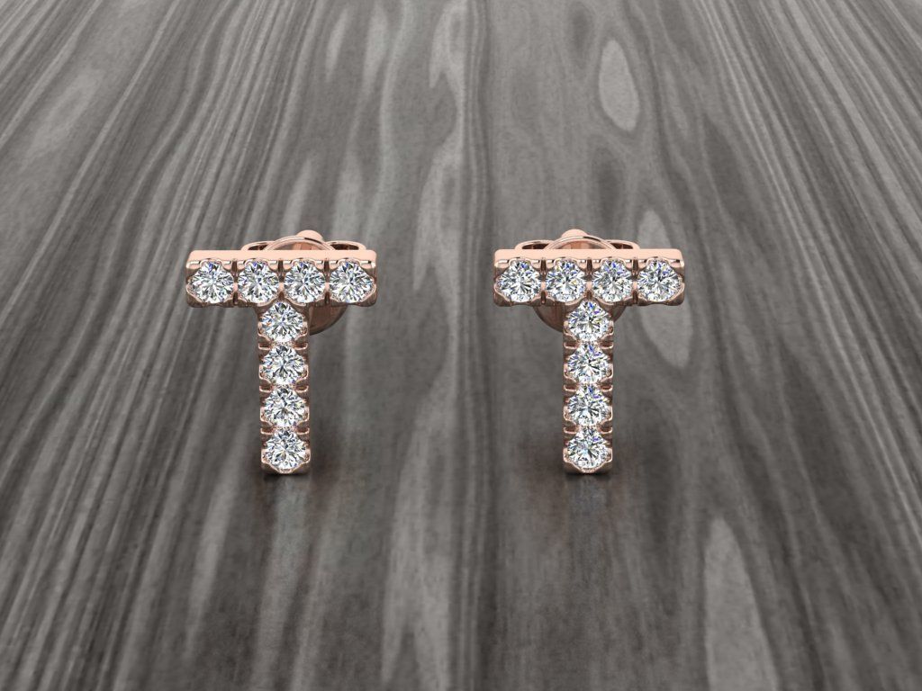 Jewelry Alphabet Earring T 3D print model_3