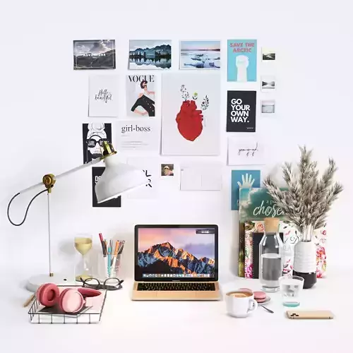 Decorative Set Workspace for Girls 3D model