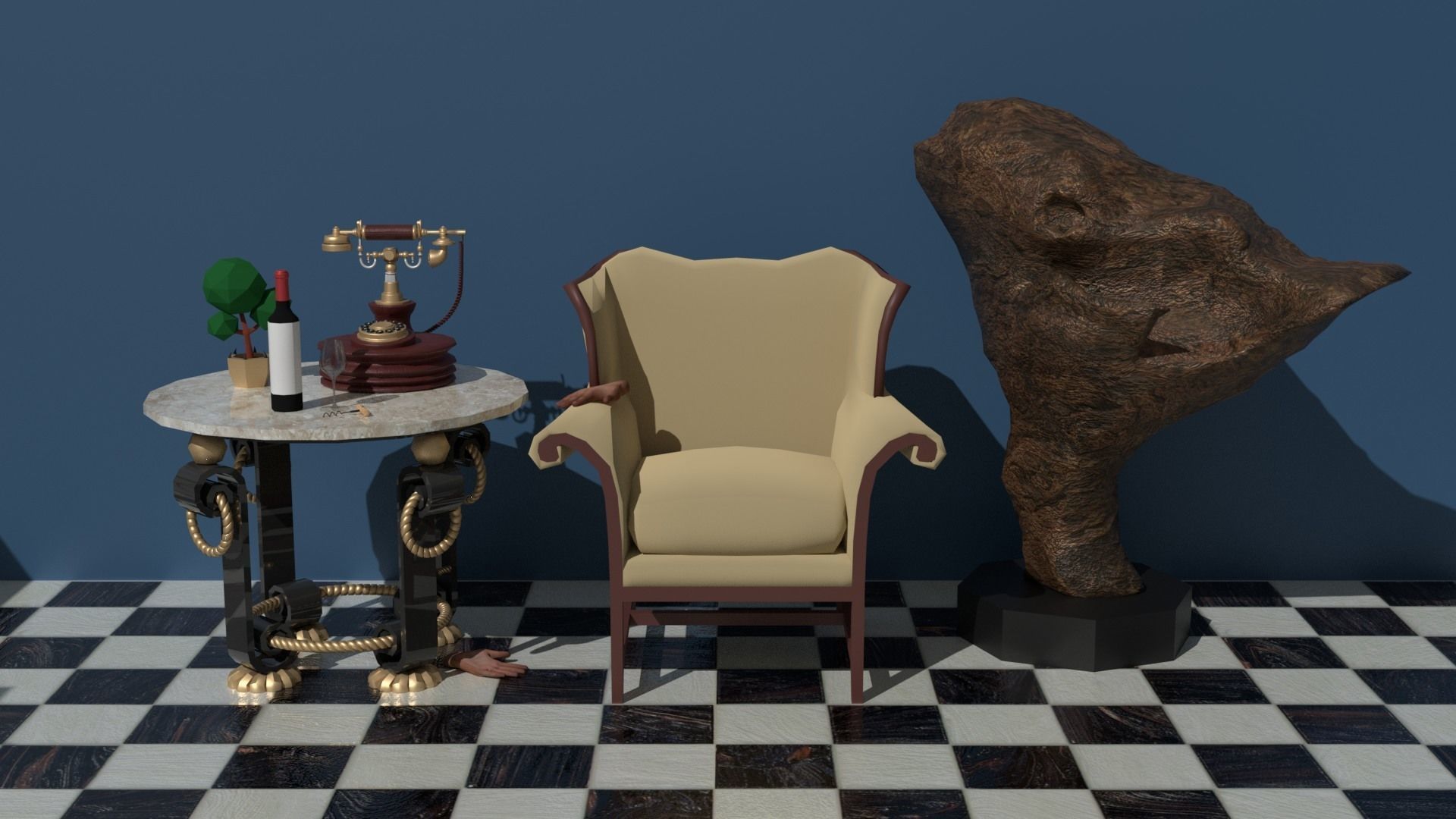 Horror room asset creepy and royal Free low-poly 3D model