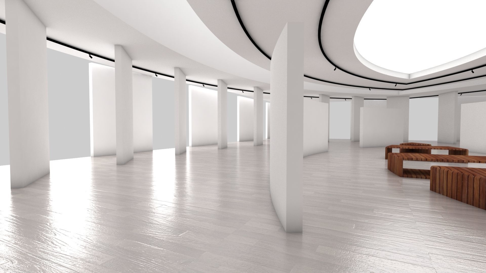 VR Gallery eye baked 3D 3D model_1