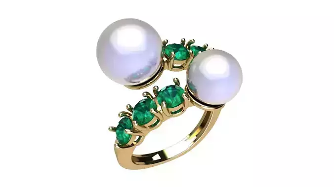 Pearl and Round Gems Ring