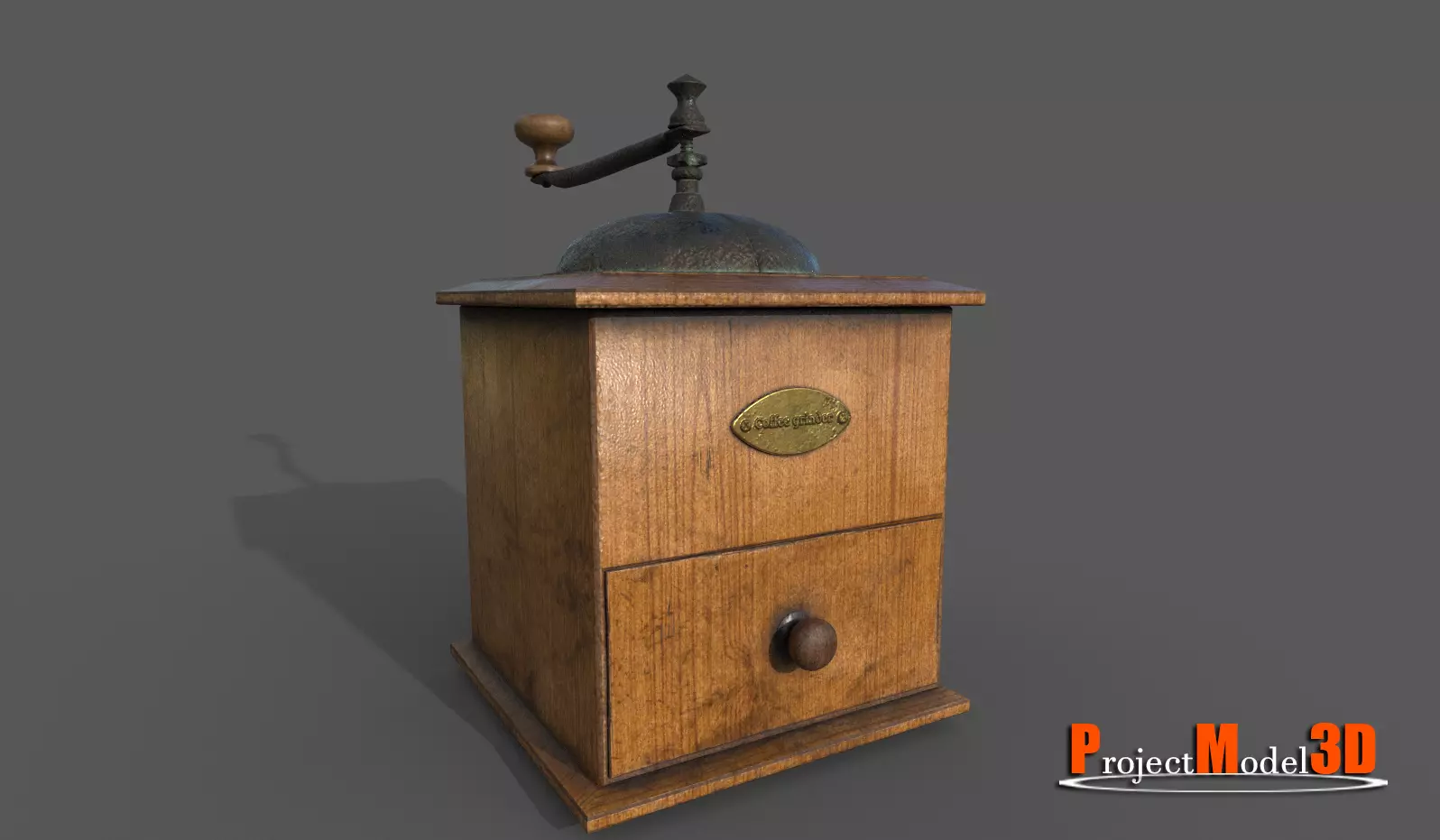 Old Coffee grinder Low-poly 3D model_0