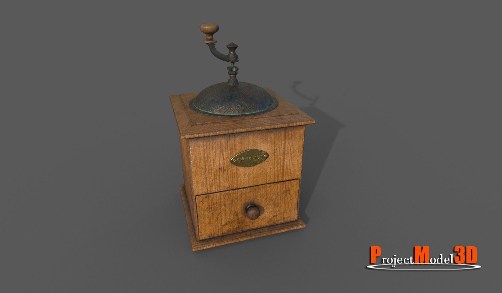 Old Coffee grinder Low-poly 3D model_7