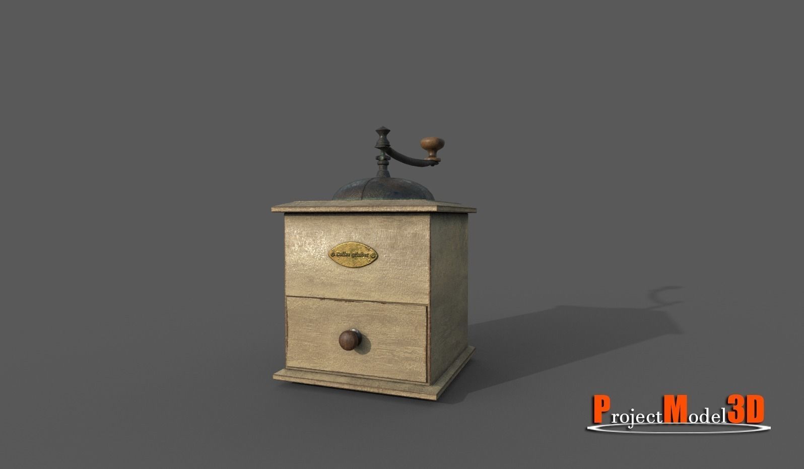 Old Coffee grinder Low-poly 3D model_3