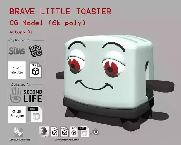 Toasty the brave little toaster Low-poly 3D model