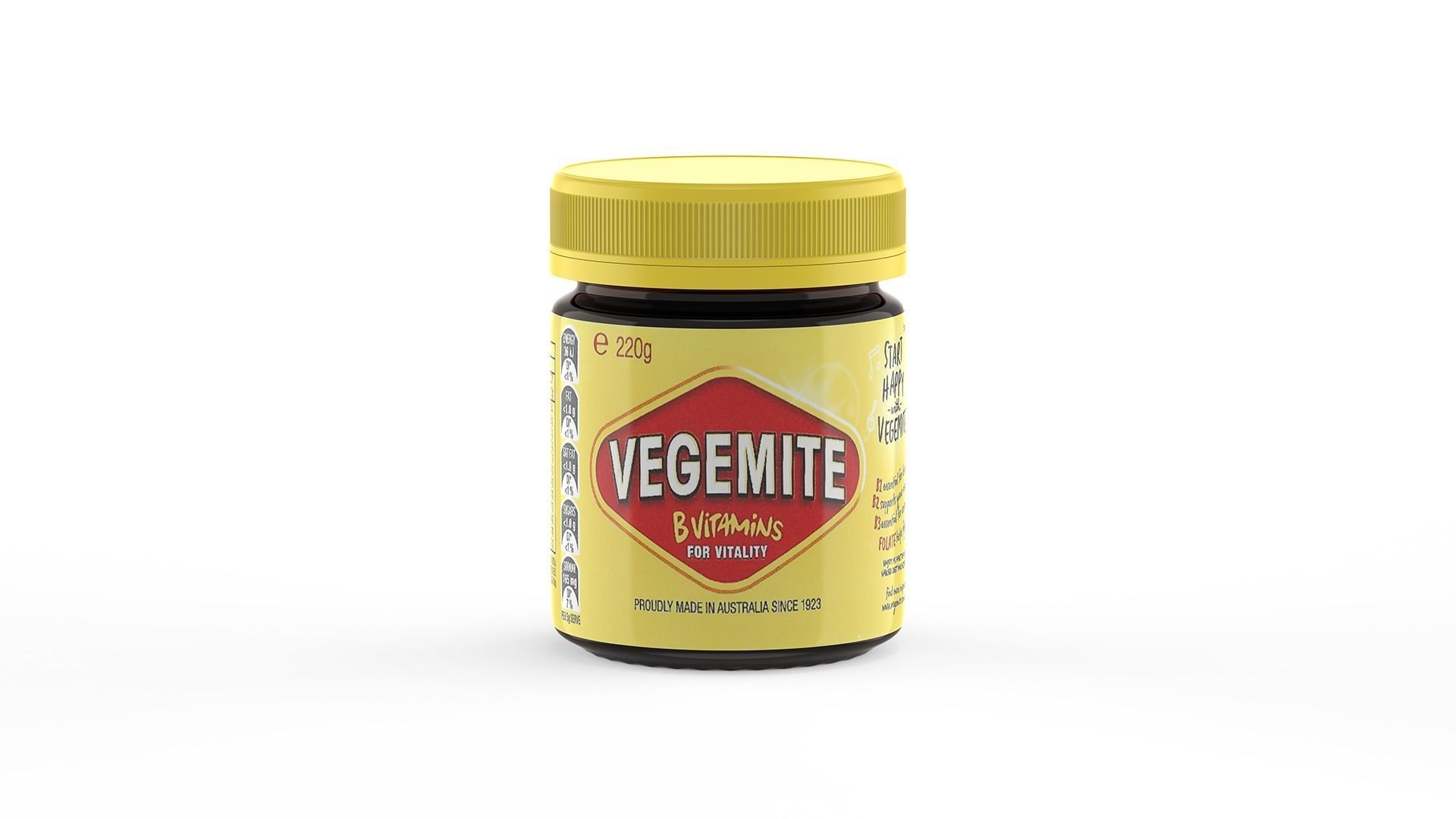 Vegemite Jar 220g Proudly Made in Australia since 1923 - Pot 3D model_2