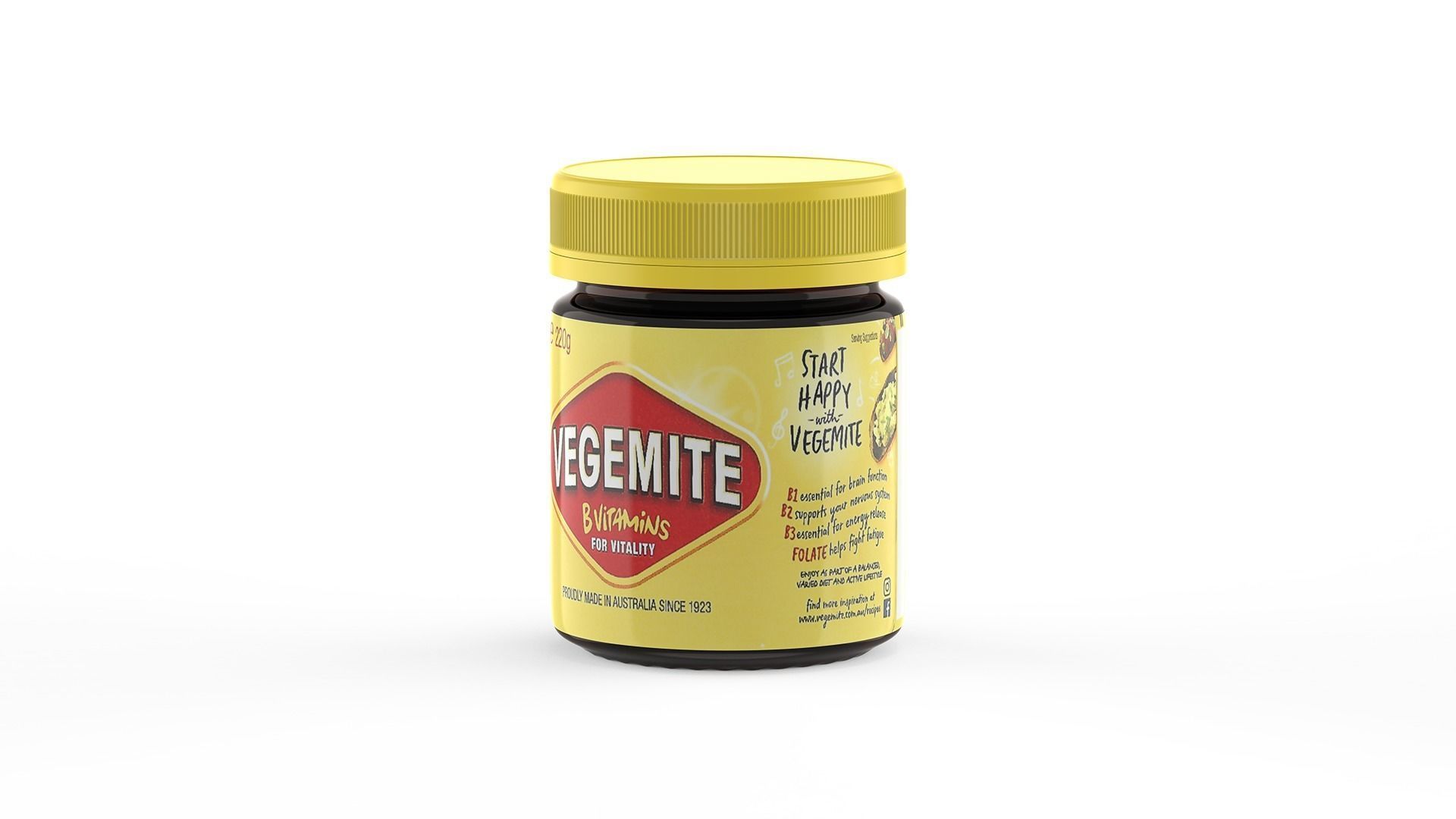 Vegemite Jar 220g Proudly Made in Australia since 1923 - Pot 3D model_29