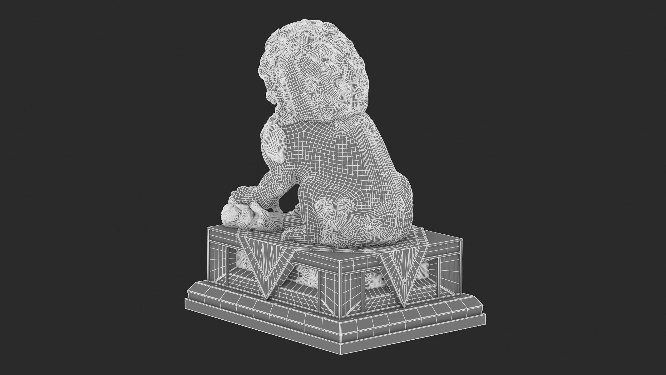 Chinese Lion Statue 3D model_12
