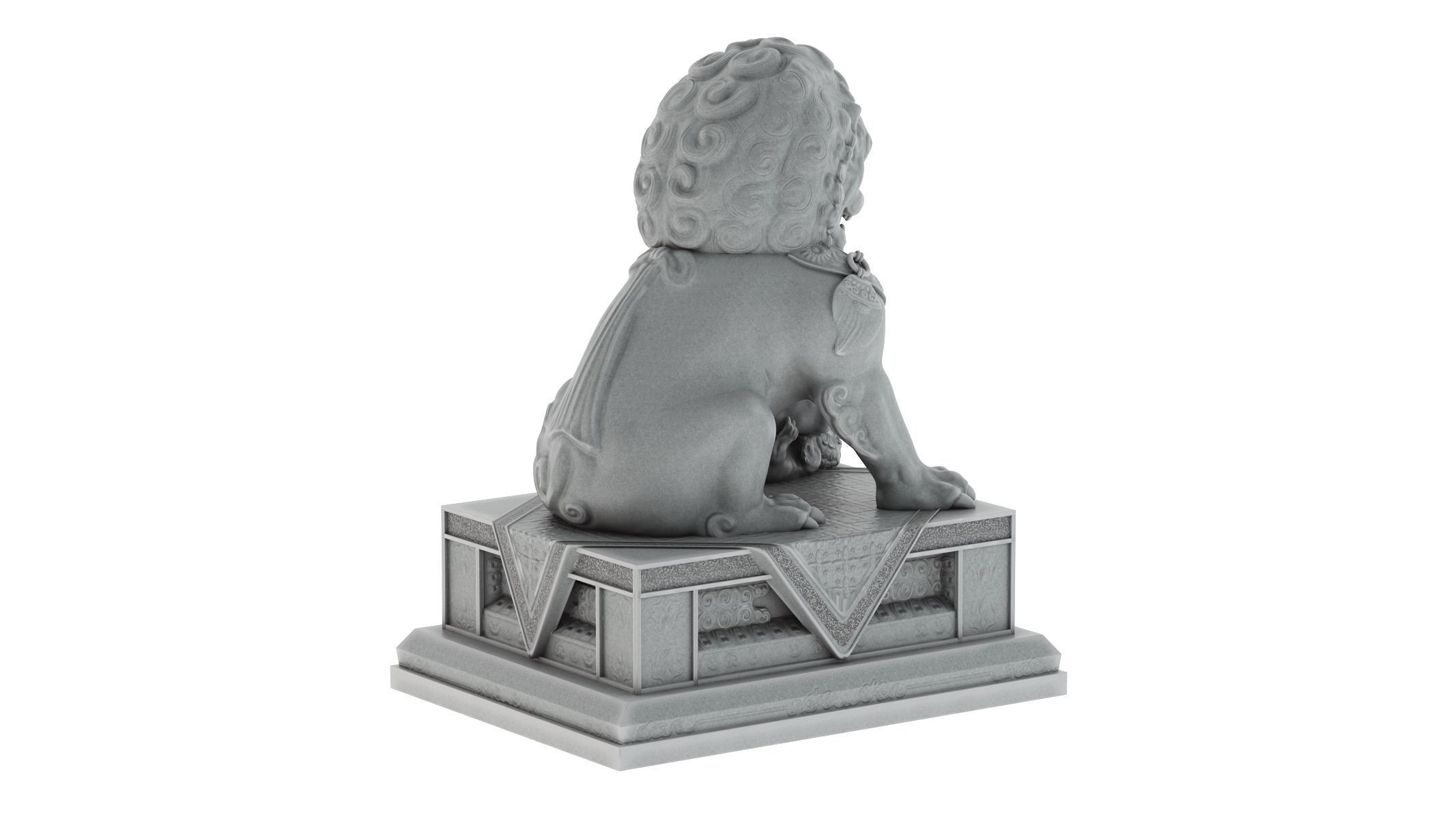 Chinese Lion Statue 3D model_1