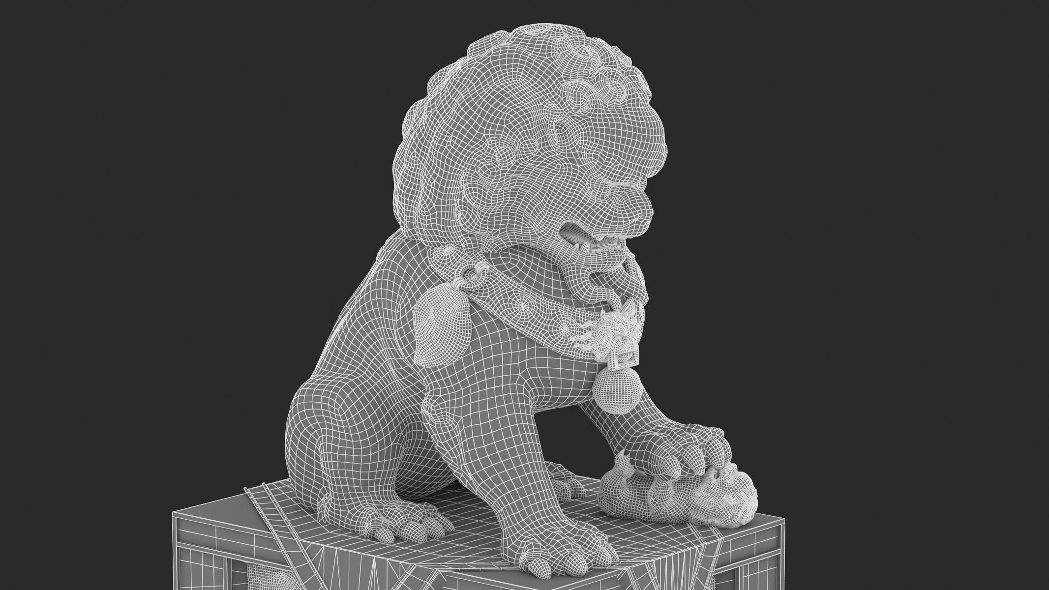 Chinese Lion Statue 3D model_15