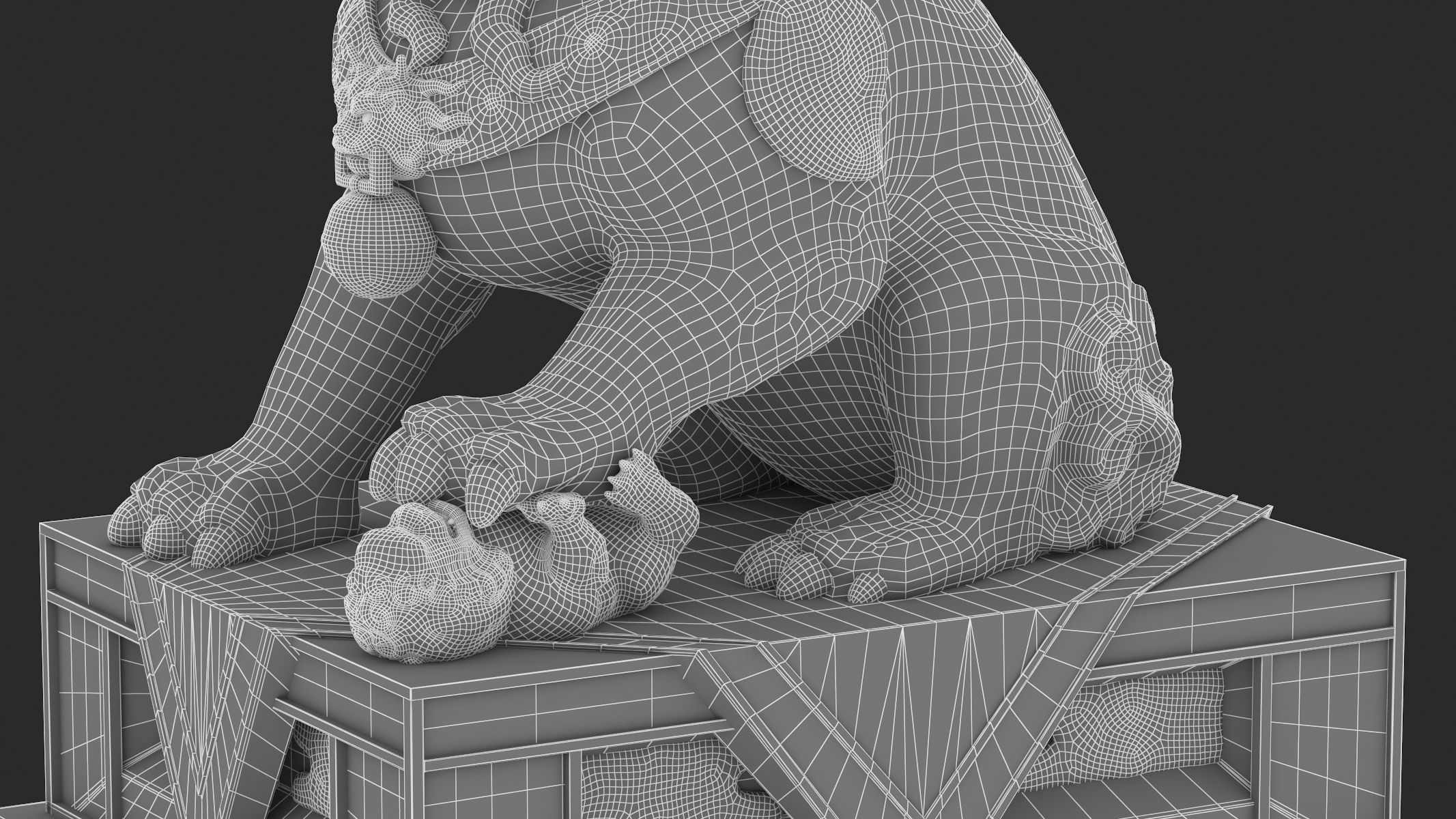 Chinese Lion Statue 3D model_18