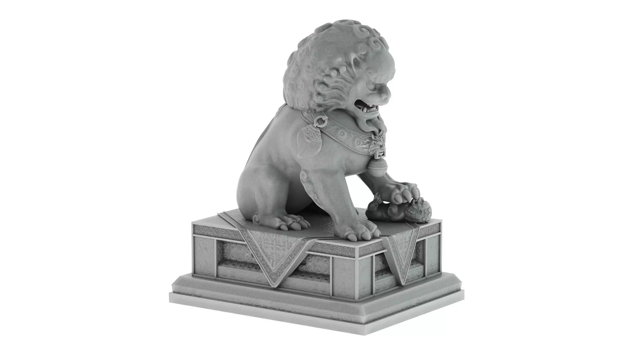 Chinese Lion Statue 3D model_0