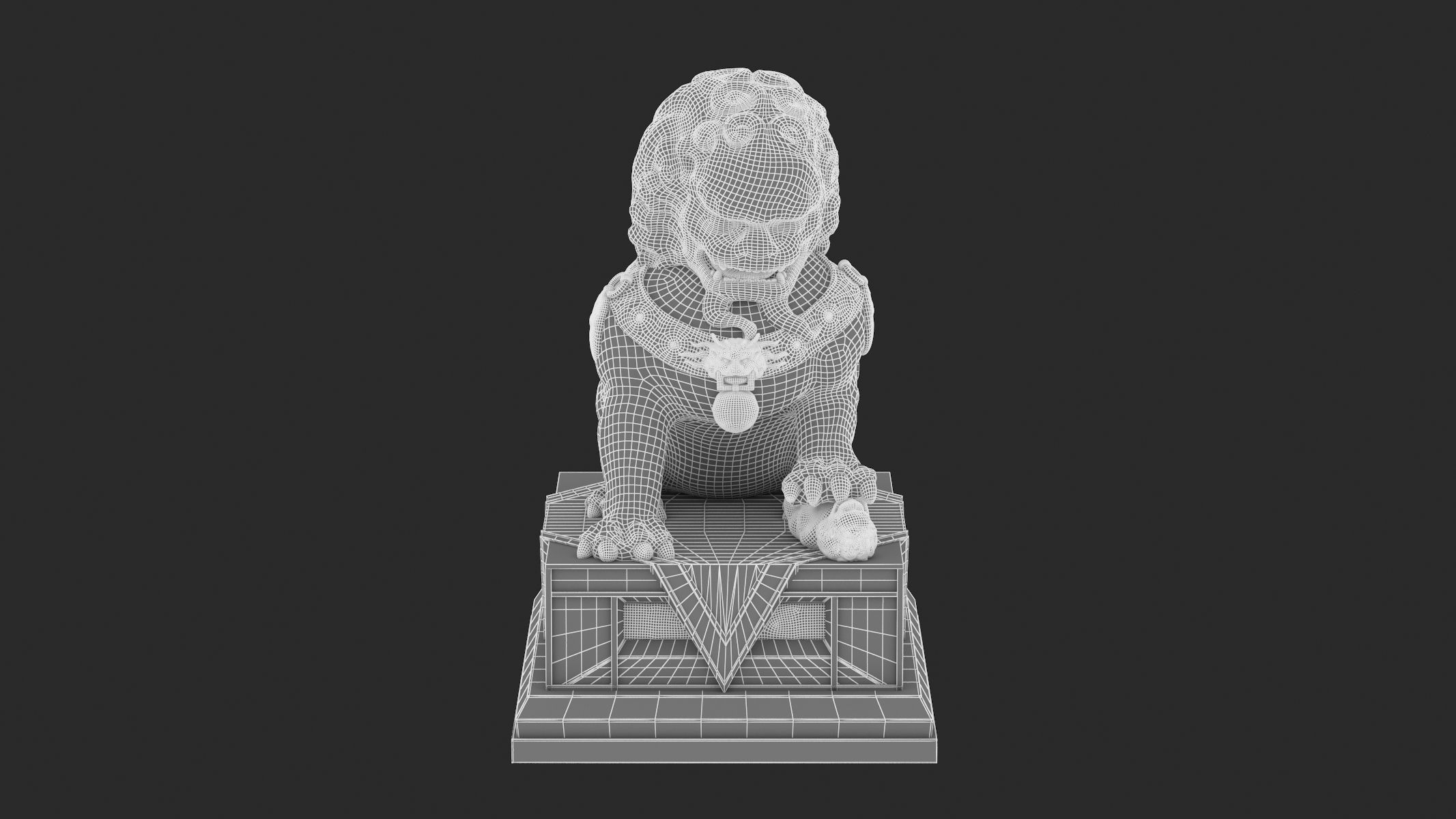 Chinese Lion Statue 3D model_14