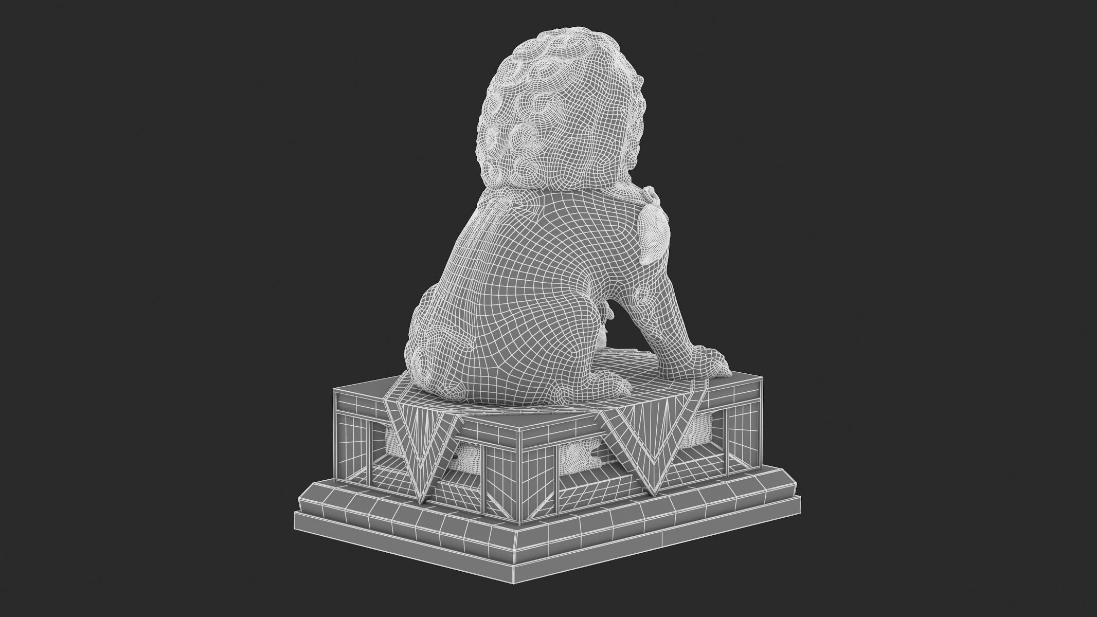 Chinese Lion Statue 3D model_11