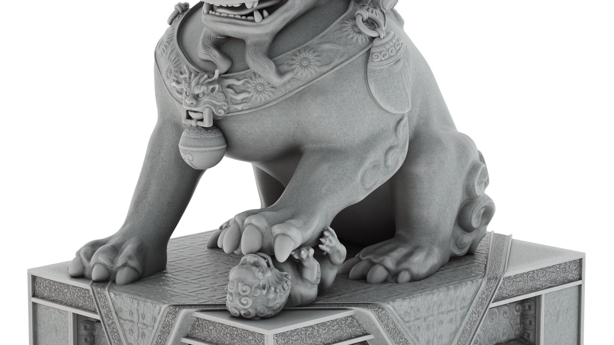 Chinese Lion Statue 3D model_8