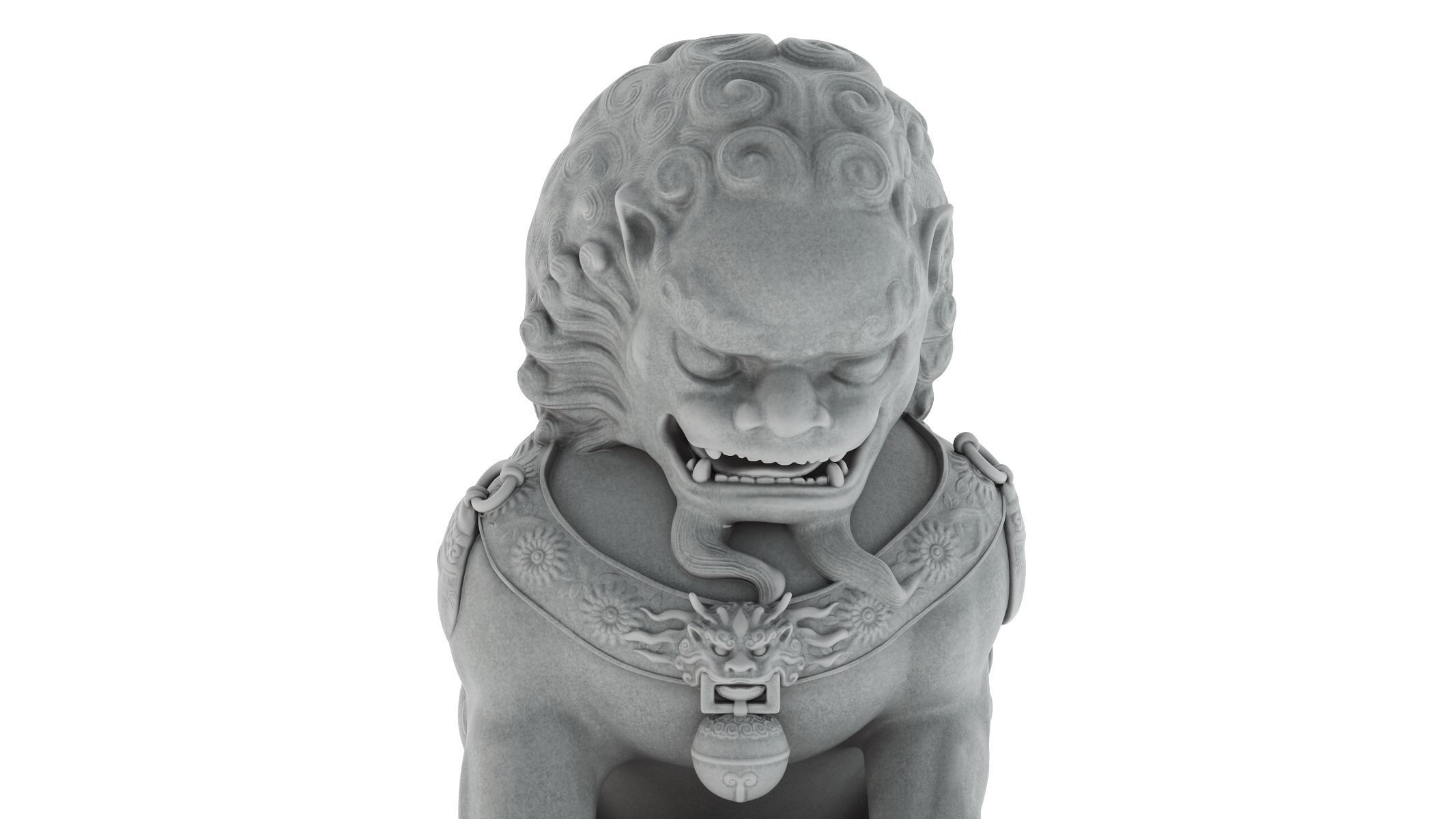 Chinese Lion Statue 3D model_9