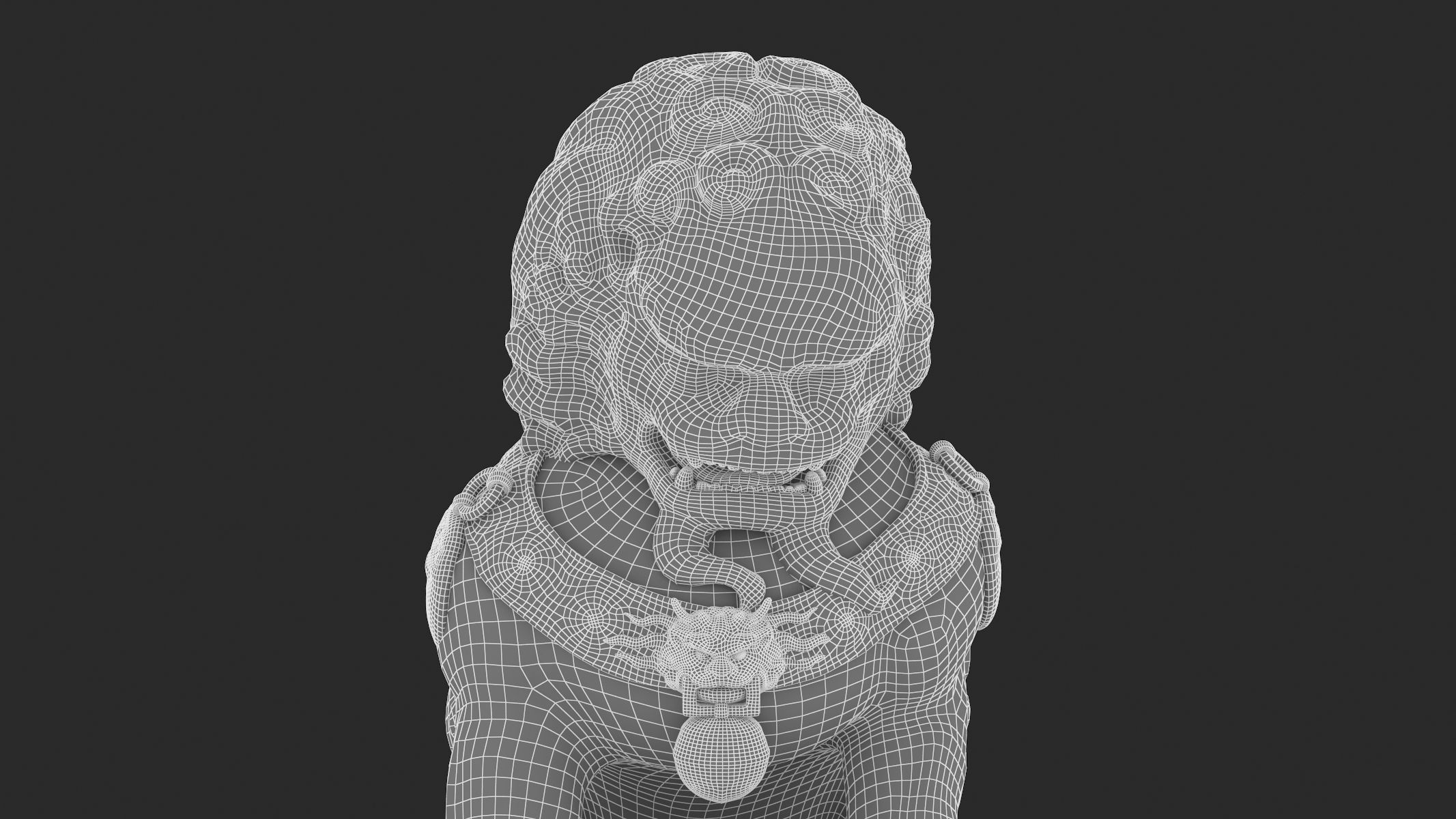 Chinese Lion Statue 3D model_19