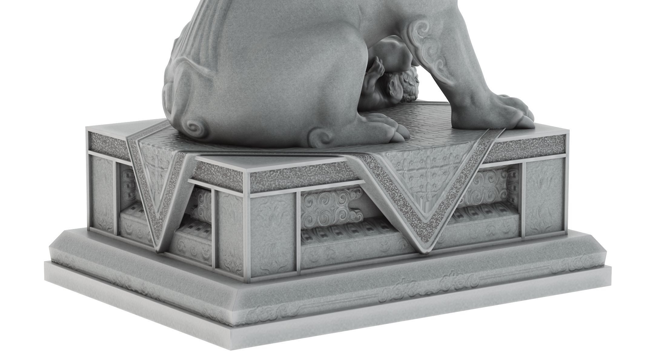 Chinese Lion Statue 3D model_6