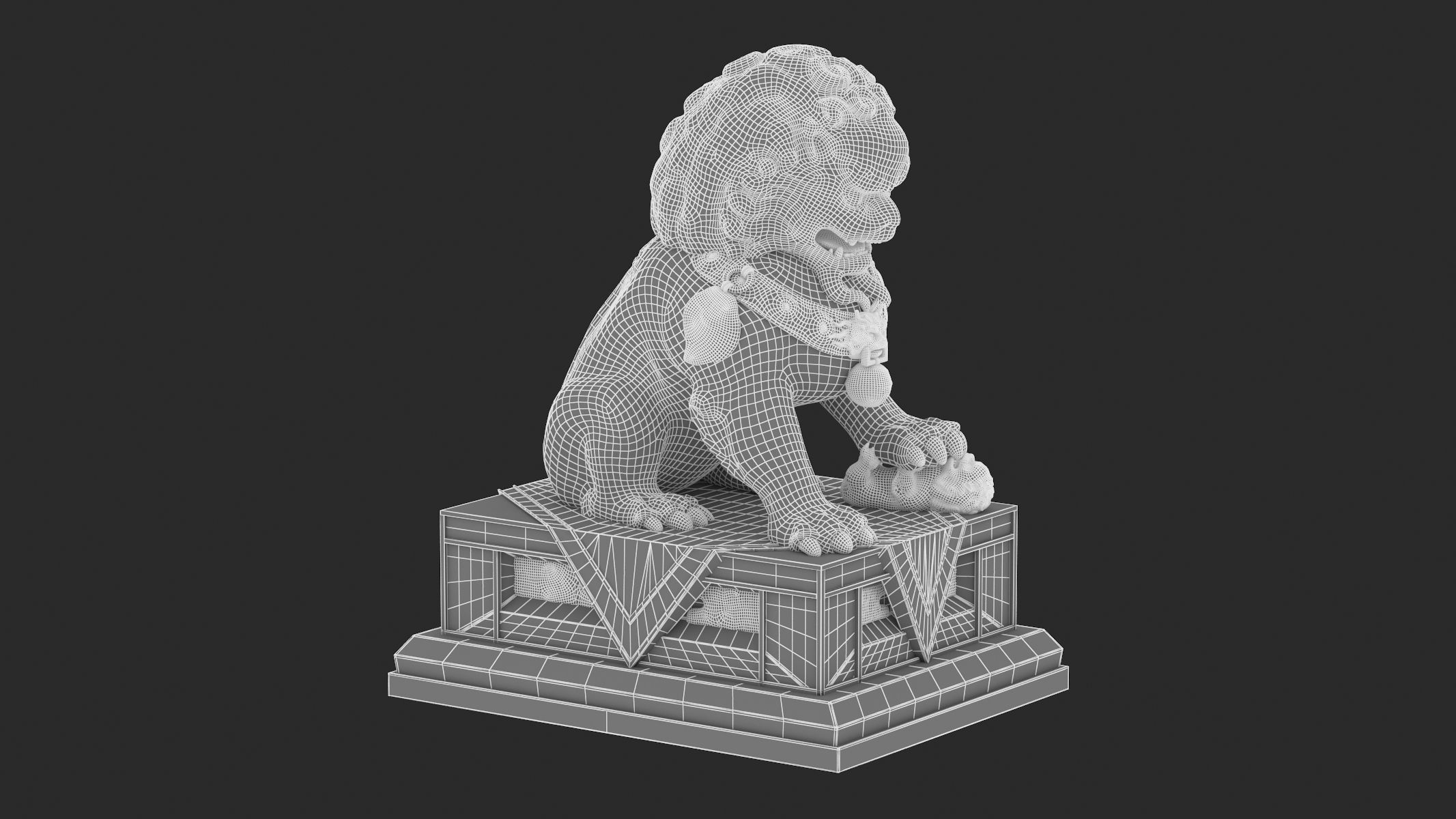 Chinese Lion Statue 3D model_10