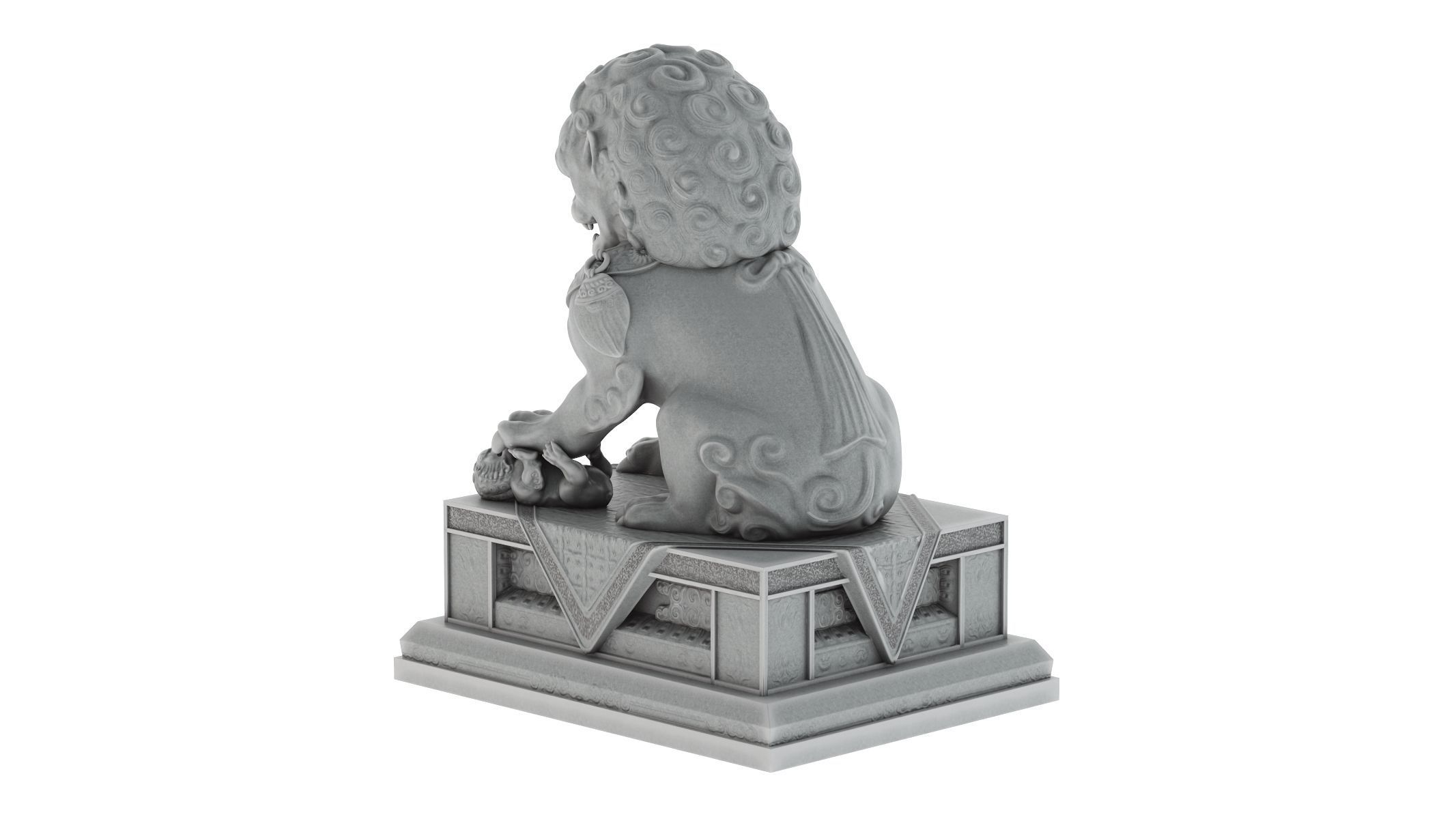Chinese Lion Statue 3D model_2