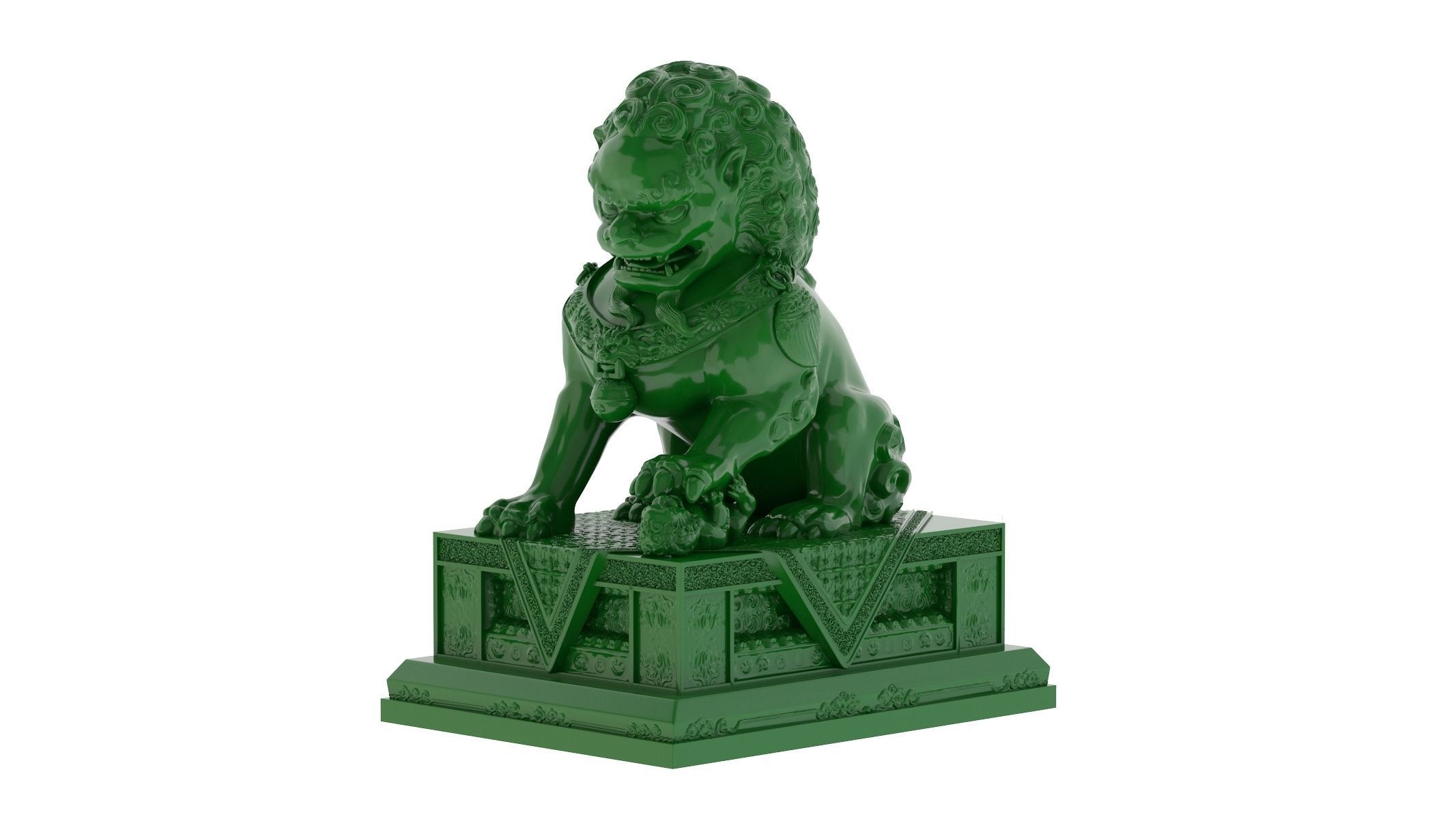 Chinese Lion Statue 3D Print 3D print model_3