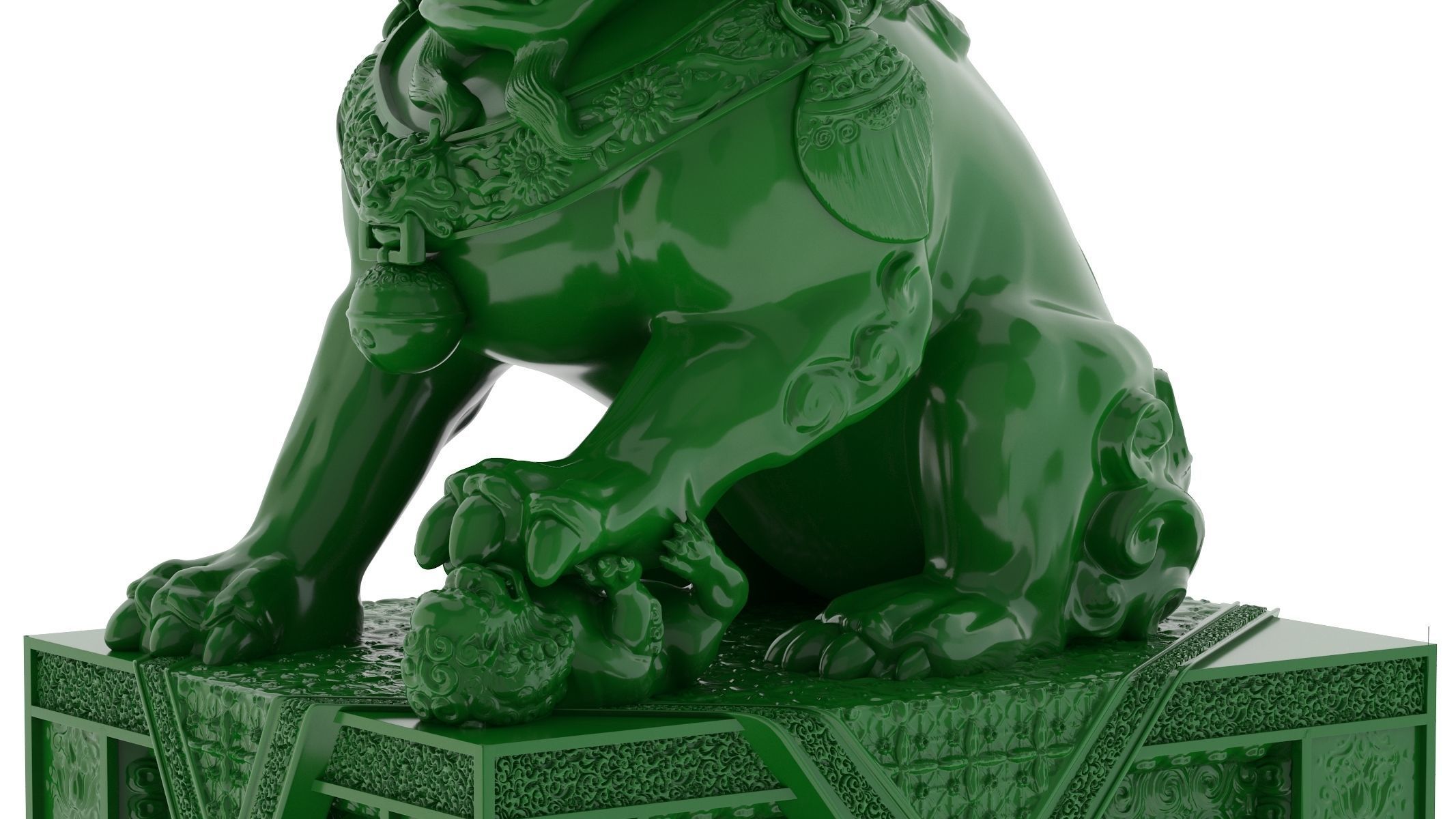 Chinese Lion Statue 3D Print 3D print model_8