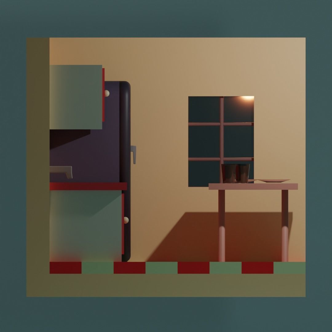Isometric Kitchen Low-poly 3D model_3