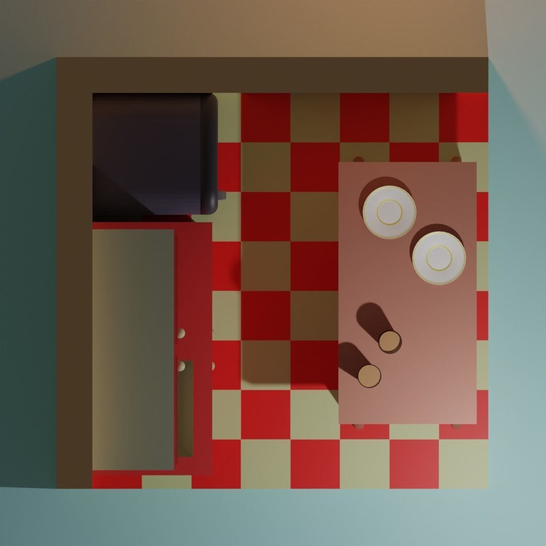 Isometric Kitchen Low-poly 3D model_4