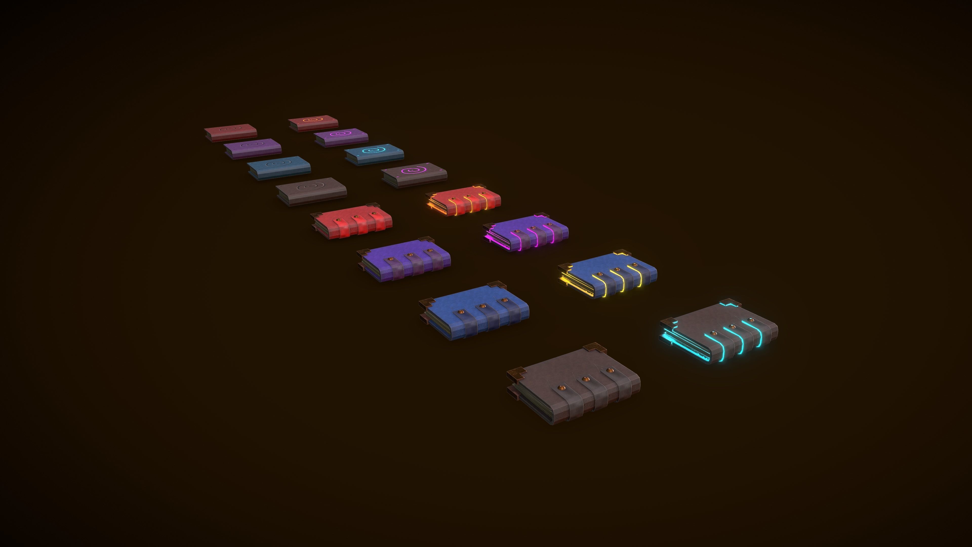 Stylized PBR Book Pack Low-poly 3D model_6