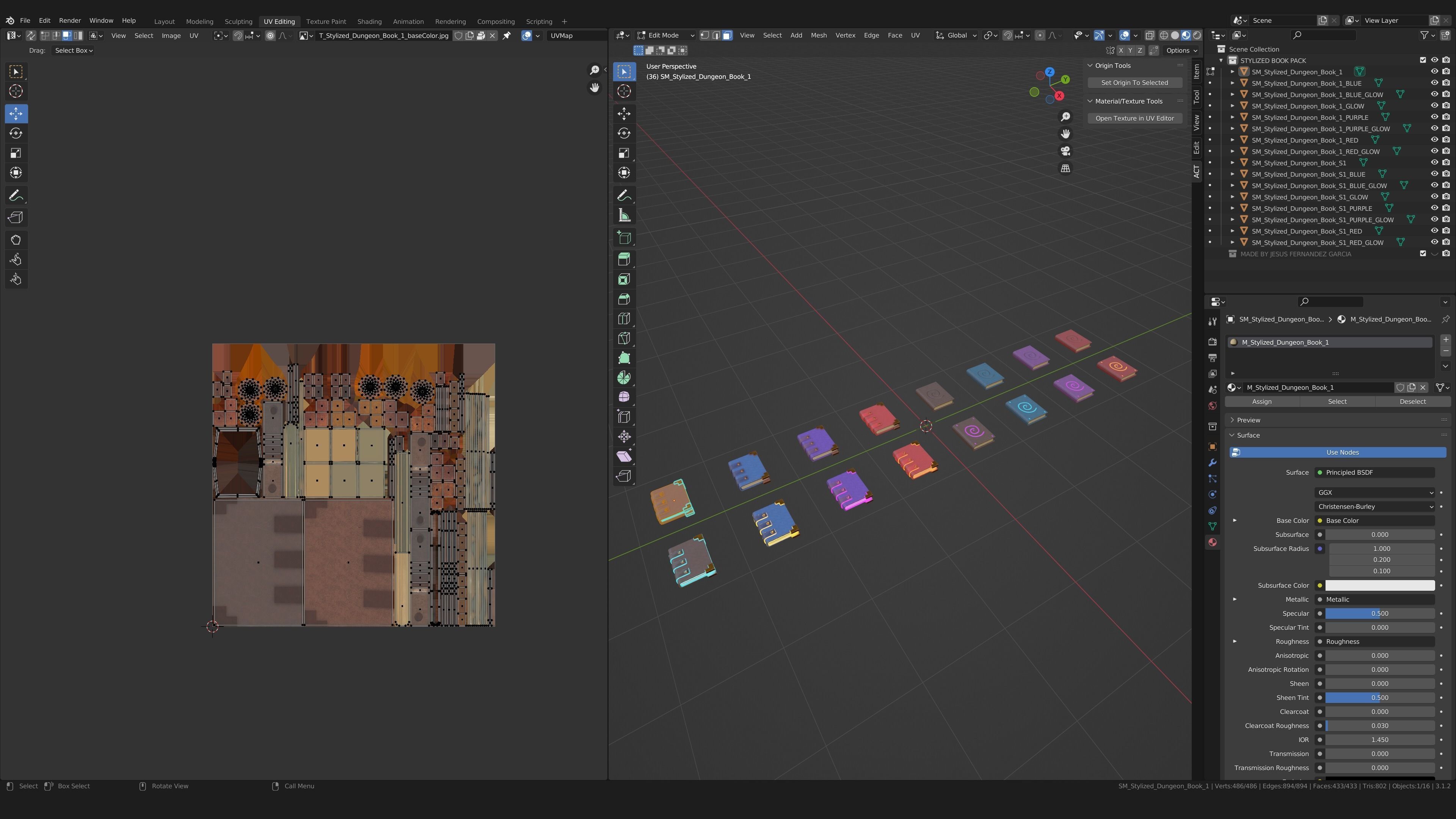 Stylized PBR Book Pack Low-poly 3D model_9