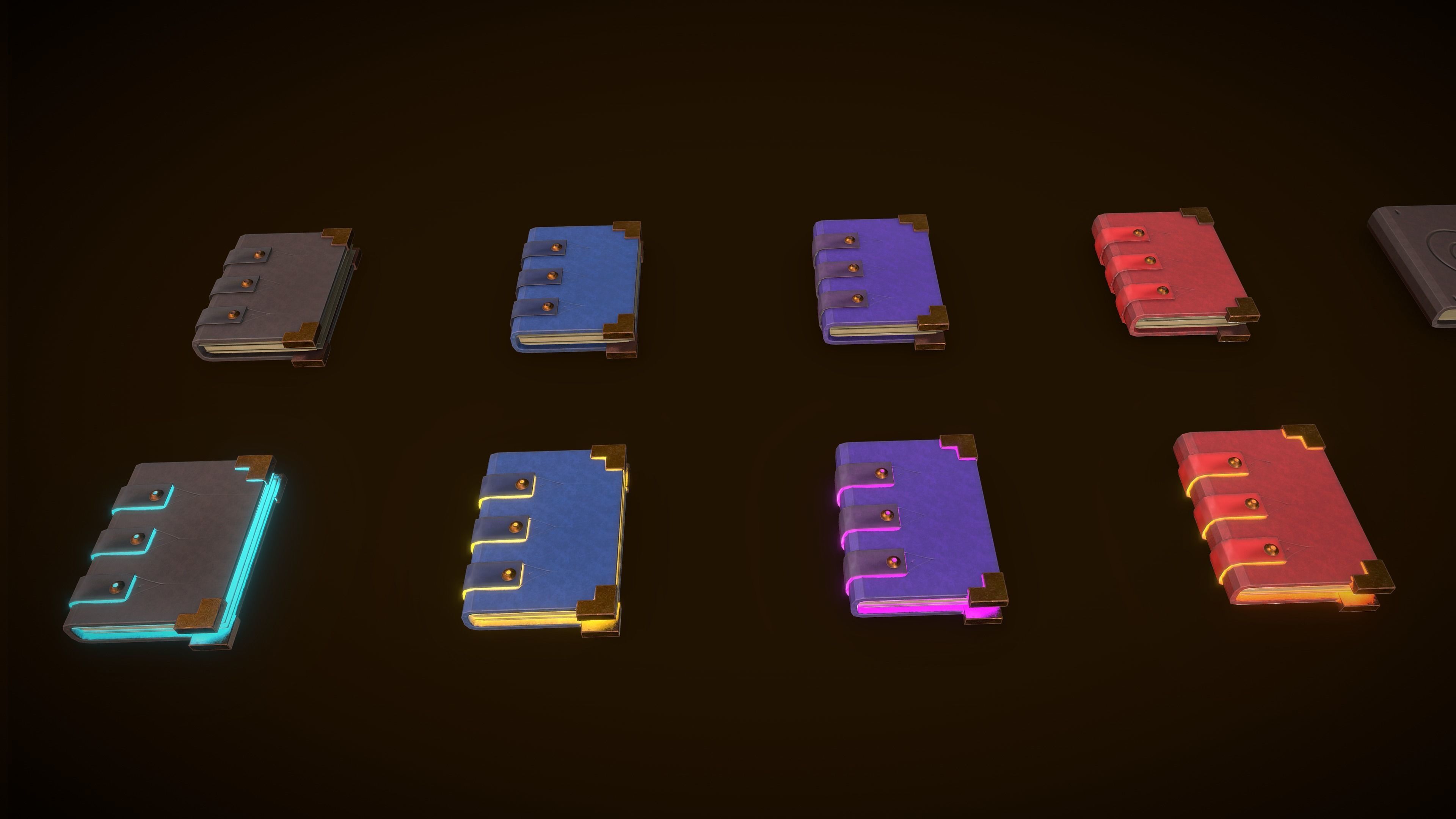 Stylized PBR Book Pack Low-poly 3D model_4