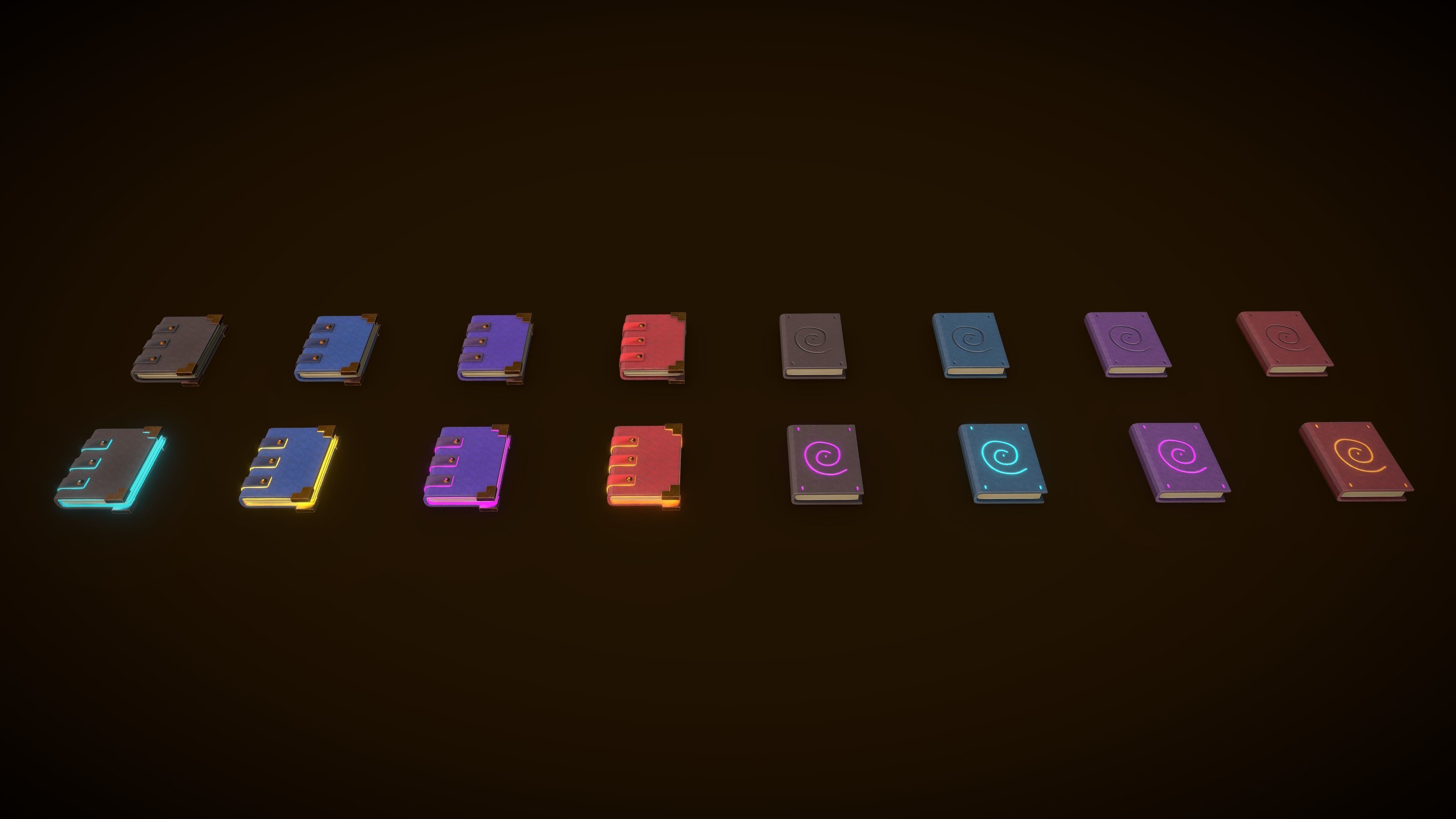 Stylized PBR Book Pack Low-poly 3D model_1