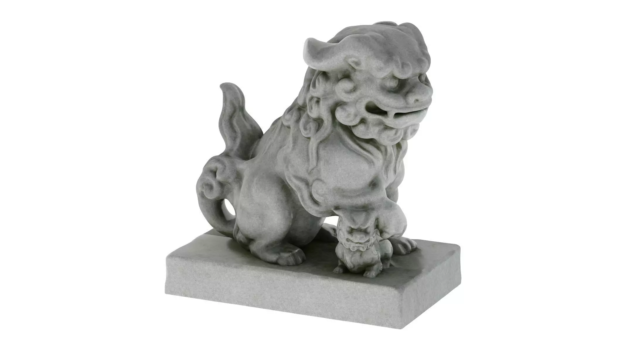 Komainu Statue  Low-poly 3D model_0