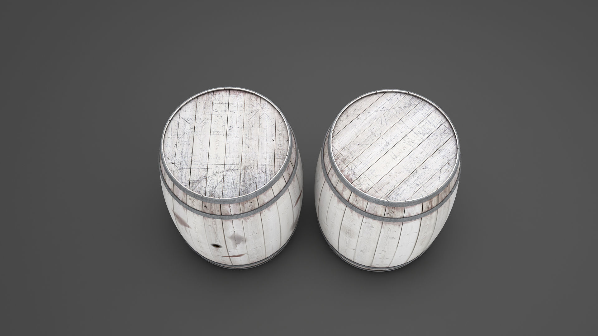 White Wooden barrel  Low-poly 3D model_2