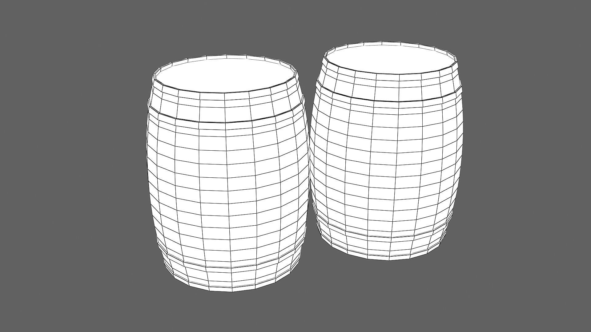 White Wooden barrel  Low-poly 3D model_9