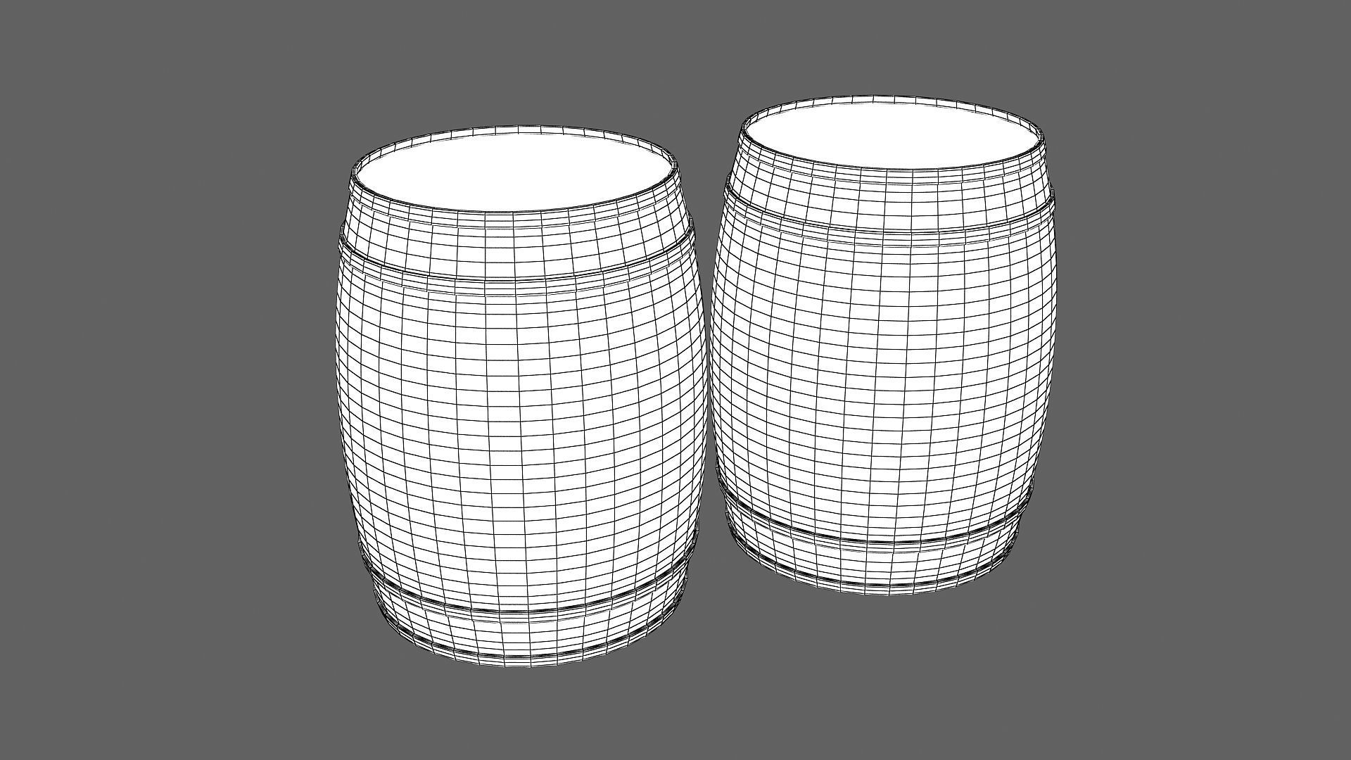 White Wooden barrel  Low-poly 3D model_8