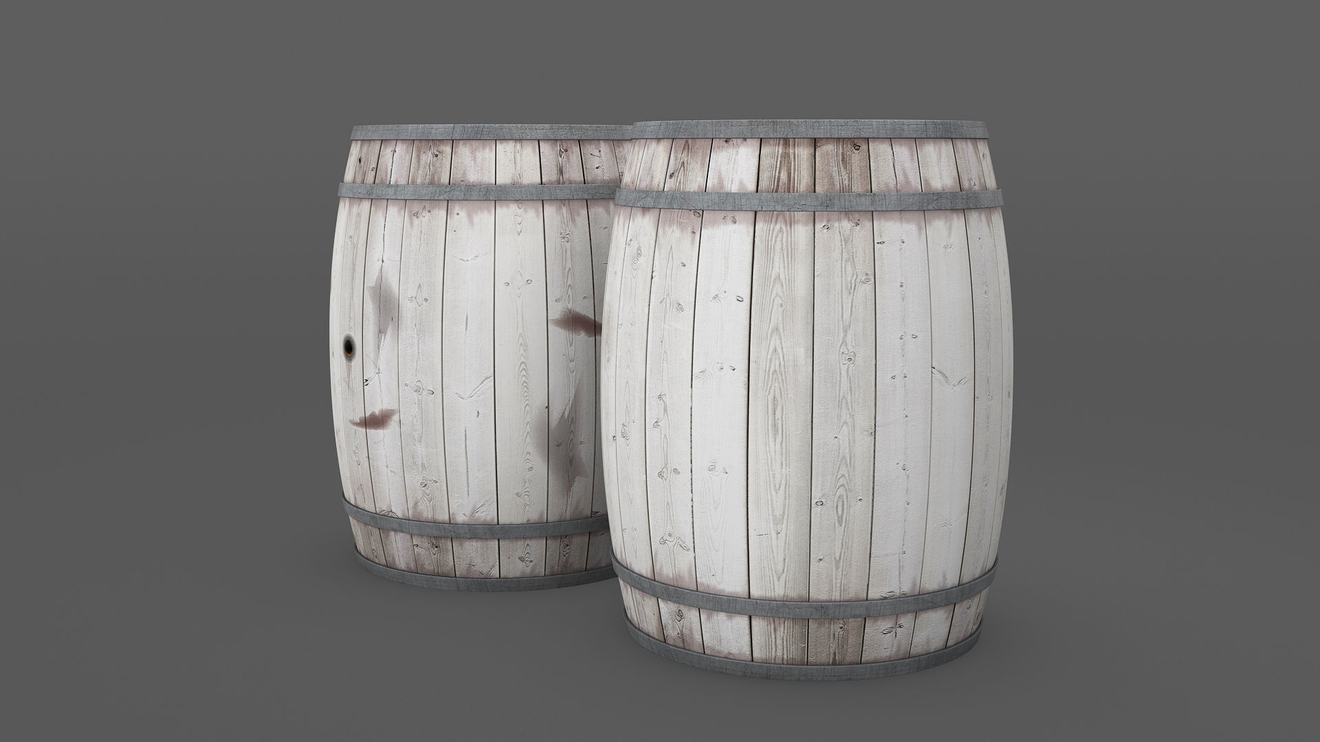 White Wooden barrel  Low-poly 3D model_3