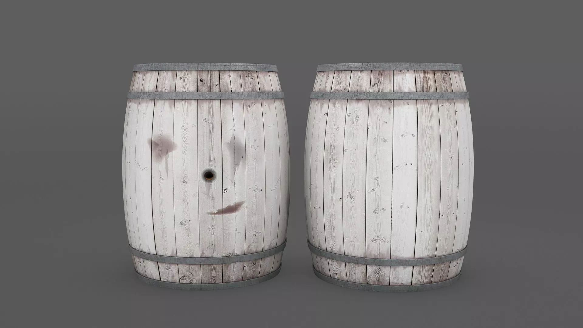 White Wooden barrel  Low-poly 3D model_0