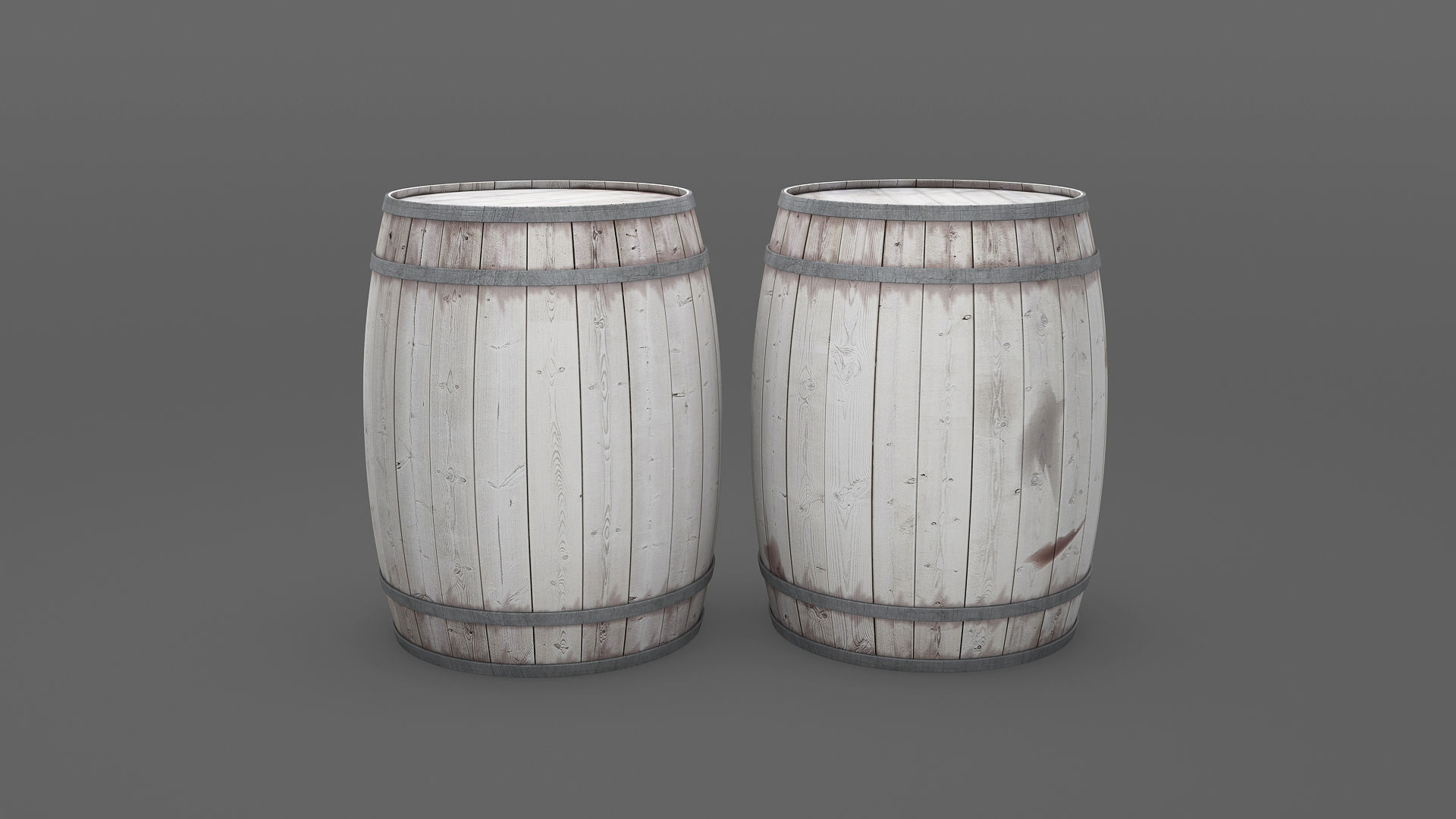 White Wooden barrel  Low-poly 3D model_4