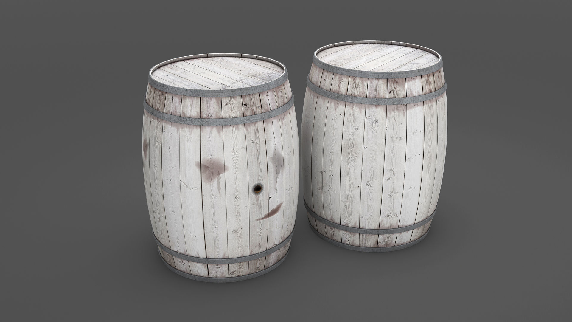 White Wooden barrel  Low-poly 3D model_5