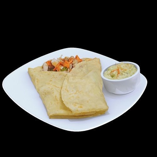 Thai Express crepe with side coleslaw Low-poly 3D model 3