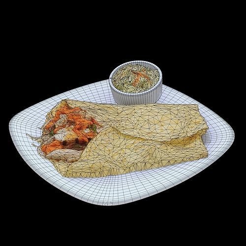 Thai Express crepe with side coleslaw Low-poly 3D model 6