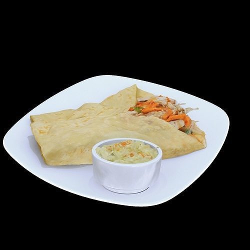 Thai Express crepe with side coleslaw Low-poly 3D model 5