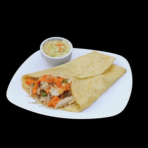 Thai Express crepe with side coleslaw Low-poly 3D model 2