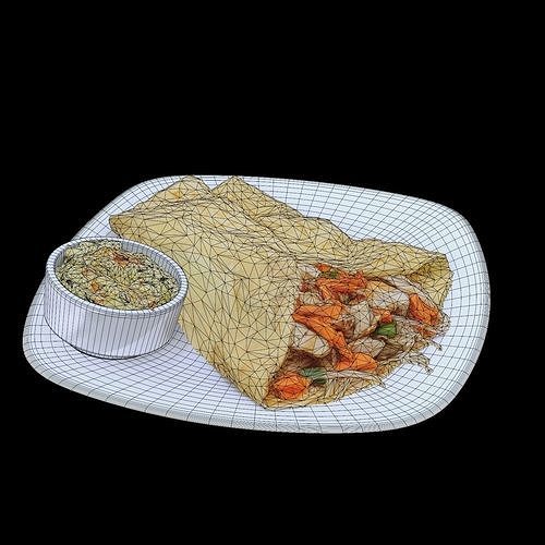 Thai Express crepe with side coleslaw Low-poly 3D model 4