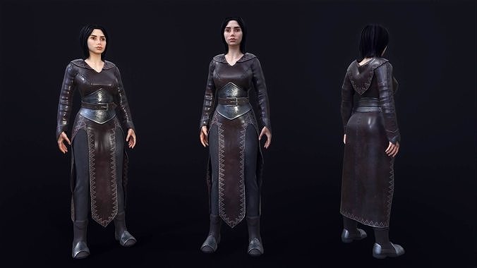 Warrior Woman Low-poly 3D model