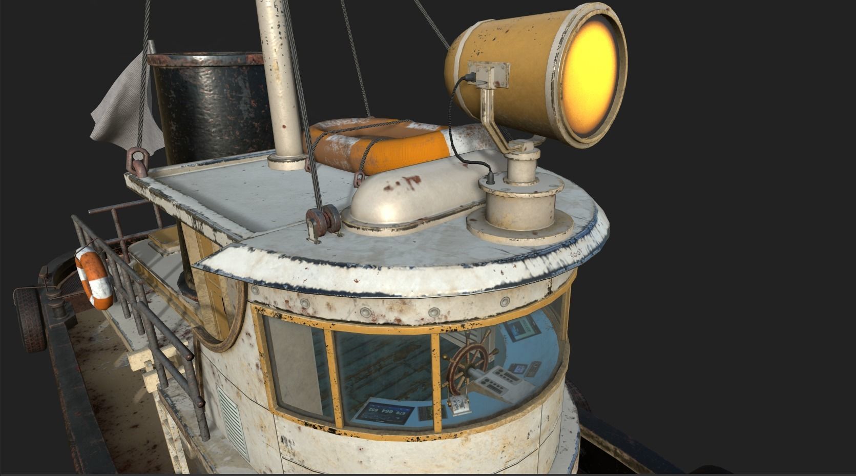 Old Tug Boat Low-poly 3D model_13