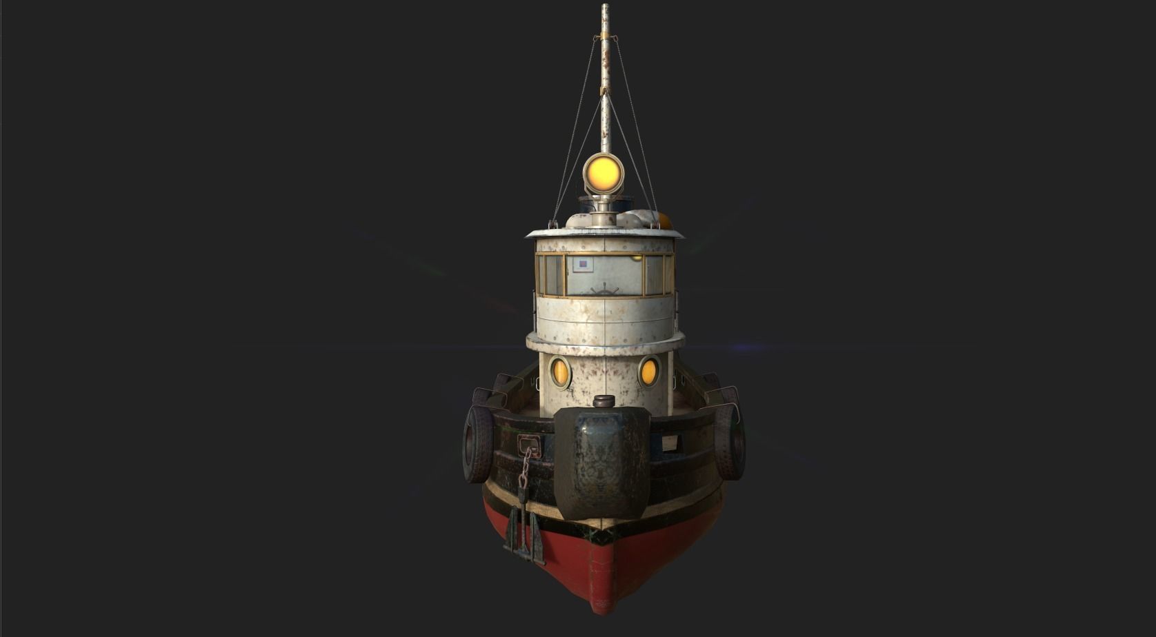 Old Tug Boat Low-poly 3D model_12