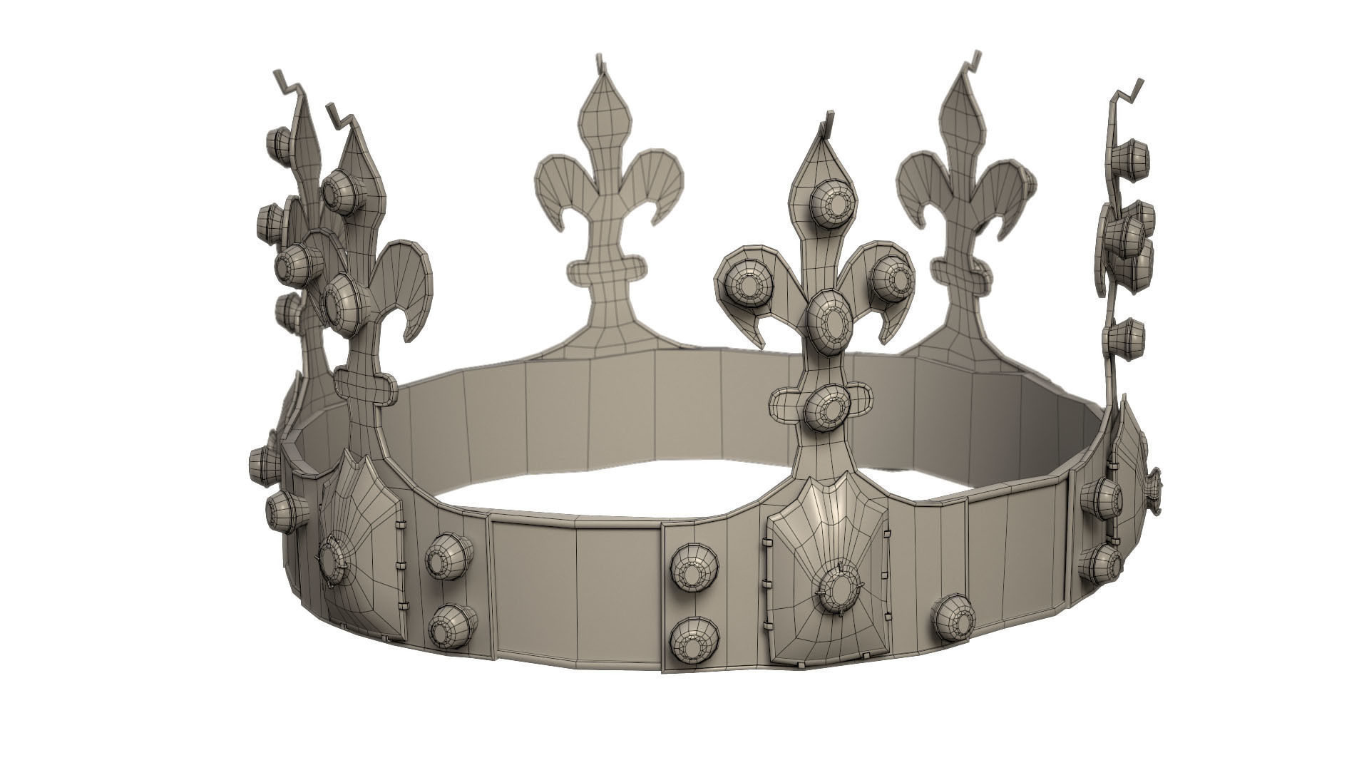 Old Medival Crown LowPoly PBR Low-poly 3D model_1